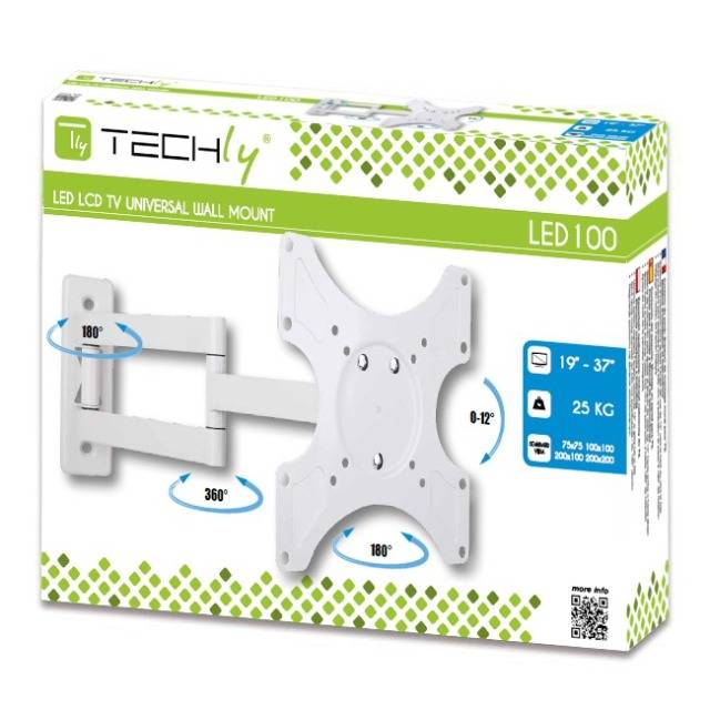 TECHly ICA-LCD-2903WH Supporto a parete per TV 48,3 cm (19") - 94,0 cm (37") Inclinabile, Girevole-1