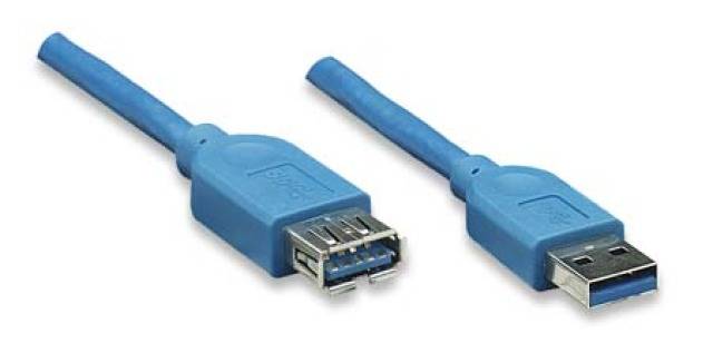 TECHly Cavo USB USB 3.2 Gen1 Spina USB-A, Presa USB-A 3.00 m Blu contatti connettore dorati ICOCU3-AA-30-EX-2