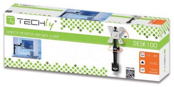 TECHLY Supporto da Scrivania per Monitor 13-30'' Braccio Corto Inclinabile Nero-6