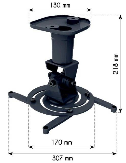 TECHly ICA-PM-100BK Supporto a soffitto per proiettore Inclinabile, Ruotabile Distanza dal soffitto/terra (max.): 218 mm-2
