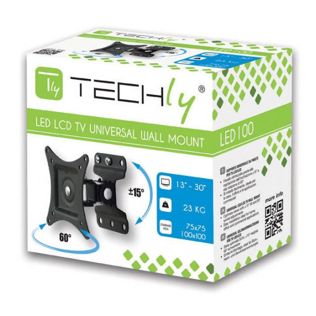 TECHly ICA-LCD-201BK Supporto a parete per TV 33,0 cm (13") - 76,2 cm (30") Inclinabile, Girevole-1