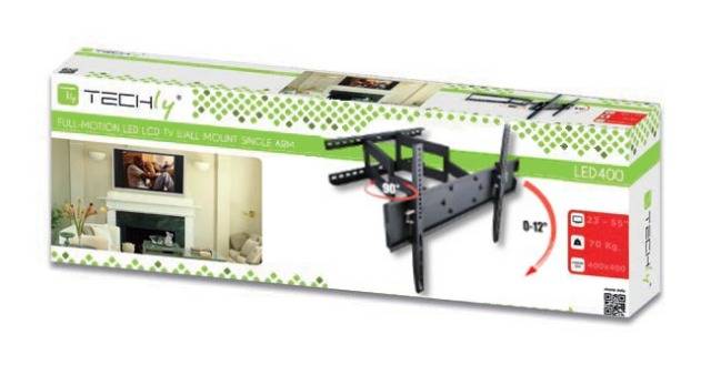 TECHly ICA-PLB-147M Supporto a parete per TV 58,4 cm (23") - 139,7 cm (55") Inclinabile, Girevole Per l'installazione ad-1