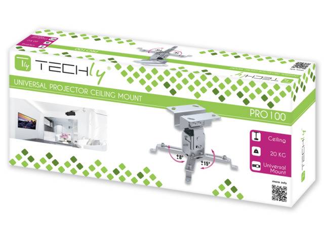 TECHly ICA-PM-2S Supporto a soffitto per proiettore Inclinabile Distanza dal soffitto/terra (max.): 130 mm Multicolore-3