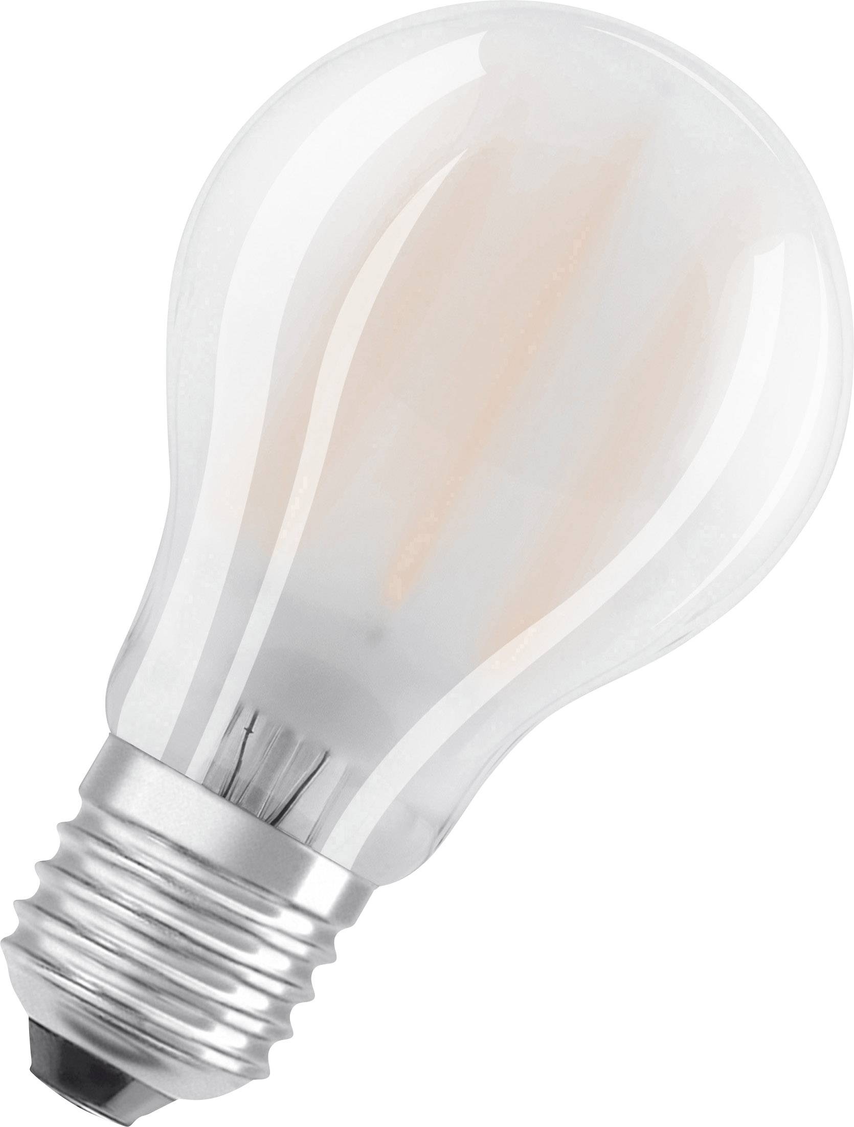 Una lampadina con attacco argentato e vetro trasparente che lascia intravedere i filamenti all'interno.
