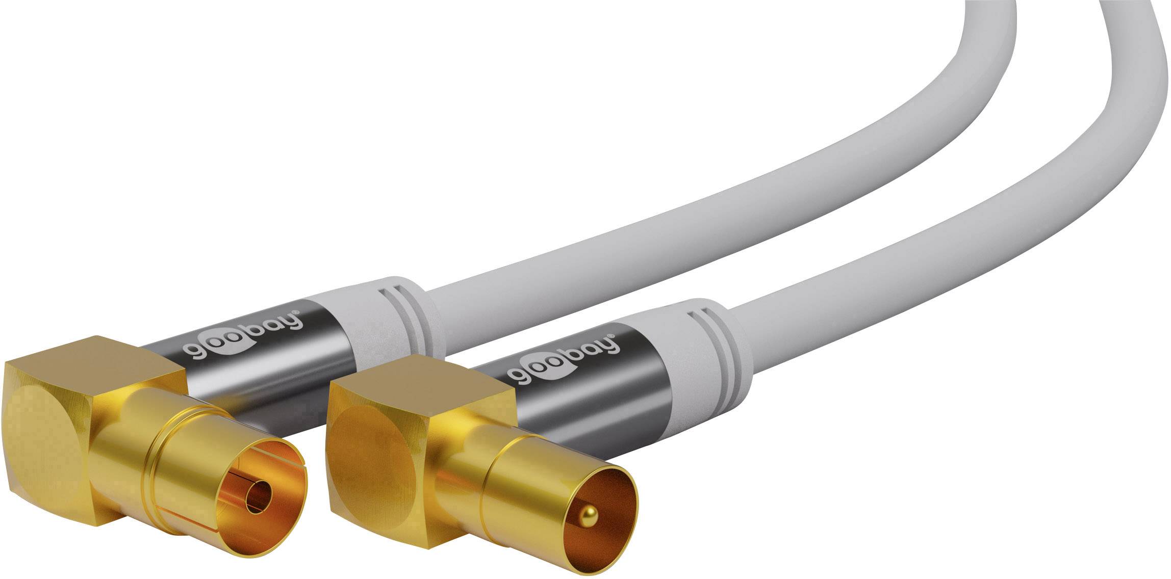 Goobay Cavo antenna TV (135 dB), 4x schermato 10 m placcato oro, presa coassiale 90° > spina coassiale 90°-2