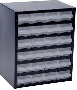 raaco 250/24-1 Cassettiera porta minuteria (L x L x A) 255 x 357 x 435 mm Scomparti: 24 suddivisione variabile  Contenuto 1 pz.