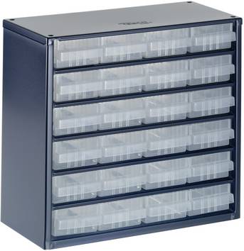 raaco 624-01 Cassettiera porta minuteria (L x L x A) 306 x 306 x 283 mm Scomparti: 24 suddivisione variabile Pezzo Contenuto 1 pz.