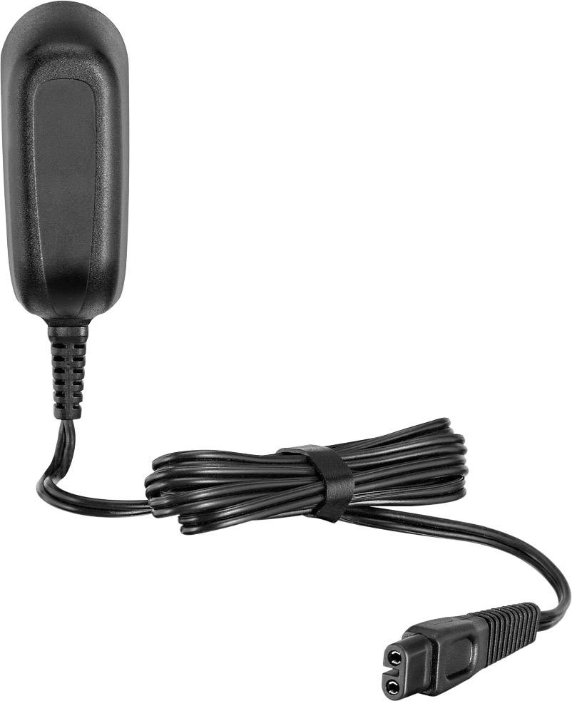 Un cavo di rete nero con adattatore integrato e connettore bipolare, idoneo all'alimentazione di dispositivi elettronici.