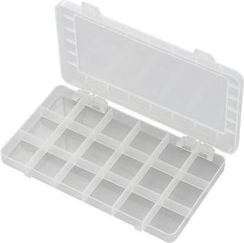 TRU COMPONENTS PP18-01 Scatola minuteria (L x L x A) 195 x 100 x 13 mm Scomparti: 18 suddivisione fissa  Contenuto 1 pz.