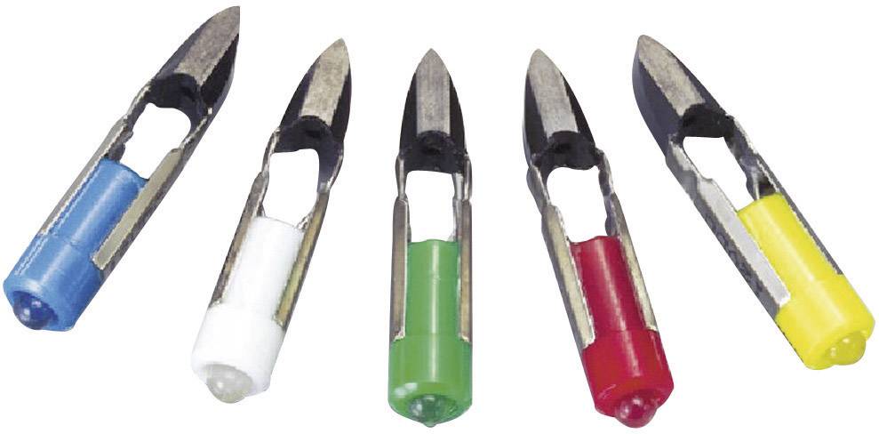 Cinque separafili colorati disposti in fila nei colori blu, bianco, verde, rosso e giallo.