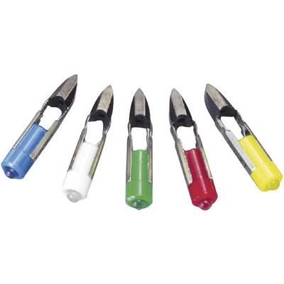 Cinque separafili colorati disposti in fila nei colori blu, bianco, verde, rosso e giallo.