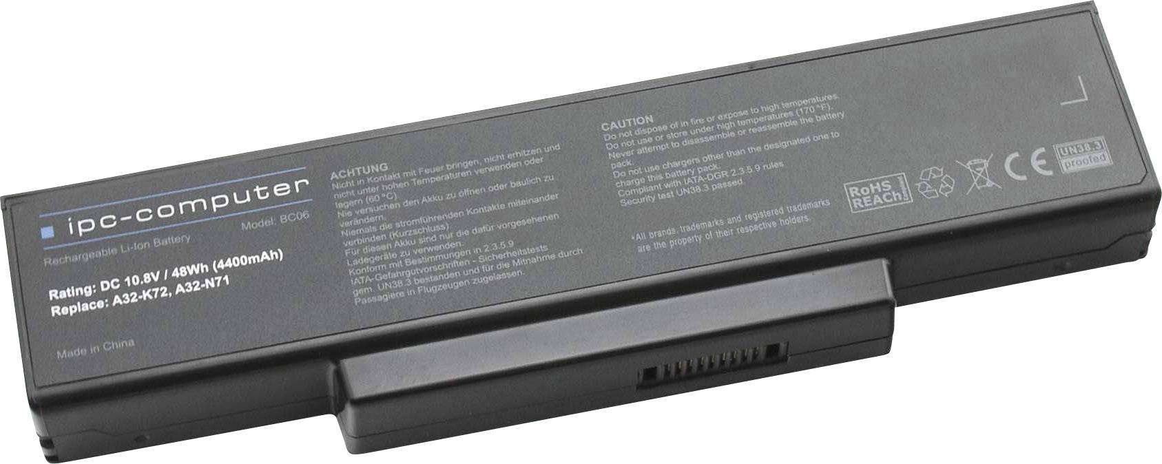 Batteria per notebook ipc-computer A32-K72 4400mAh 10.8 V 4400 mAh Asus