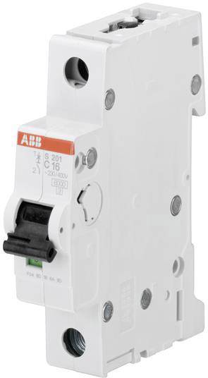 'Interruttore magnetotermico, tipo ABB S201 C16, unipolare, per la protezione da sovraccarico in sistemi elettrici.'