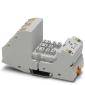 Un dispositivo elettrico di comando con involucro grigio e diversi morsetti di connessione, idoneo per l'installazione in un quadro elettrico.