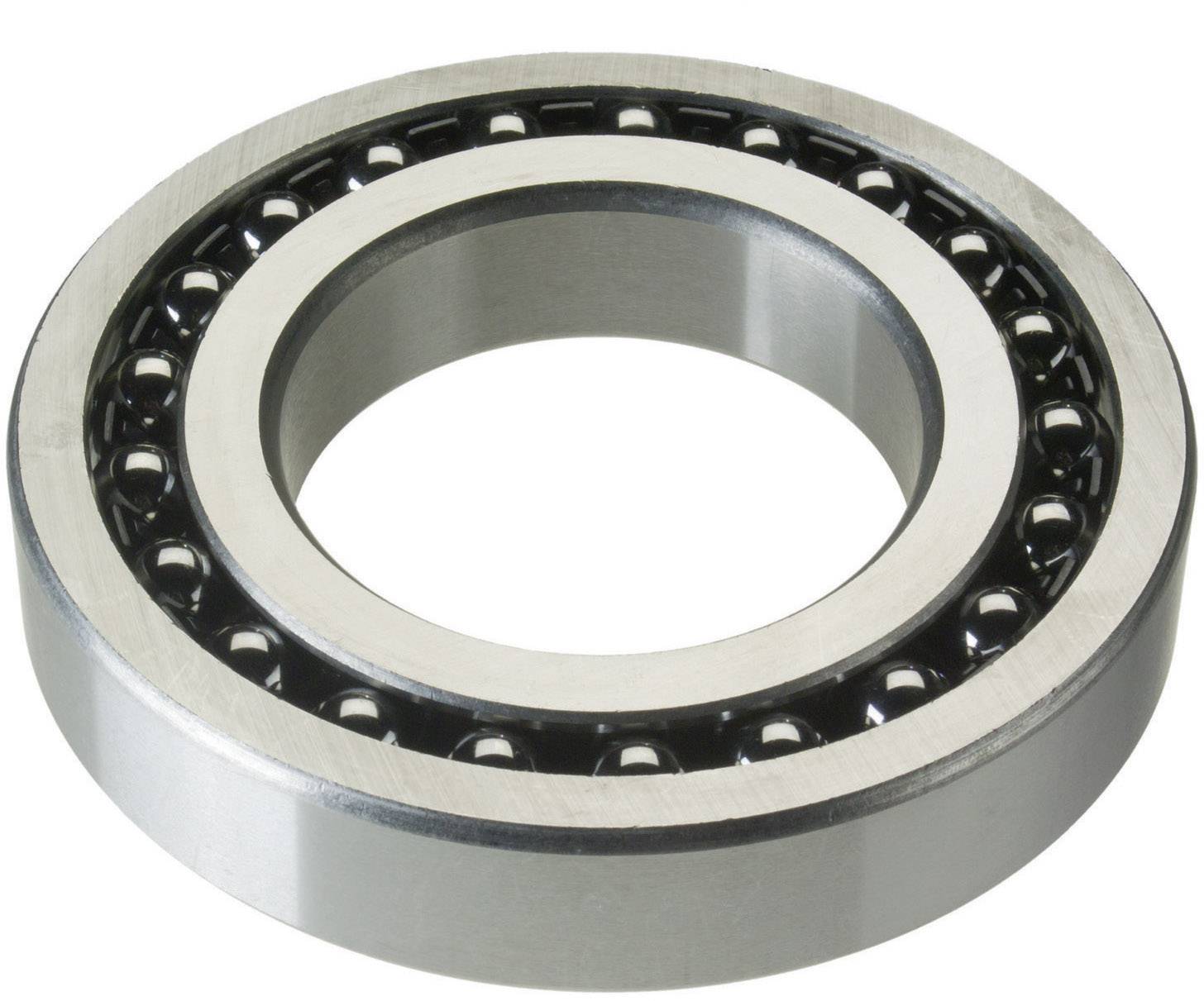 Cuscinetto a sfere metallico, disposto radialmente, mostra le sfere all'interno di un anello metallico esterno. Adatto per applicazioni meccaniche.