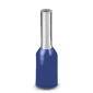 Capocorda blu, un pezzo di collegamento elettrico, composto da un terminale metallizzato e un manicotto isolante in plastica blu.