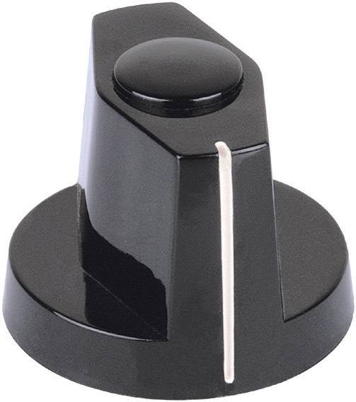 Manopola di colore nero, conica, con una striscia bianca di indicazione, comunemente utilizzata per dispositivi audio o elettronici.