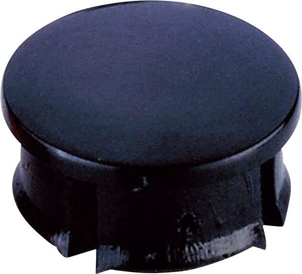 Coperchio cilindrico in plastica nera, liscio, per applicazioni di copertura in ambito tecnico o artigianale.
