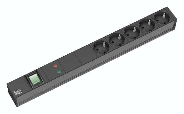 Bachmann 333.537 19 pollici Multipresa per armadio rack 1 U Presa schuko protetto da sovratensioni Nero