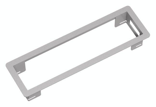 Telaio metallico in forma rettangolare, presumibilmente utilizzato come supporto o elemento di fissaggio.