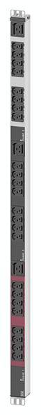 Multipresa elettrica con prese disposte verticalmente, progettata per l'installazione in un rack server. Ideale per data center.