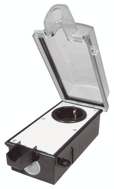 interBär 924.3491 Presa da parete Protezione per i bambini, bloccabile IP44 Nero, Trasparente-1