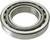 Un cuscinetto a sfera argentato in primo piano, che mostra la disposizione delle sfere e la struttura interna.