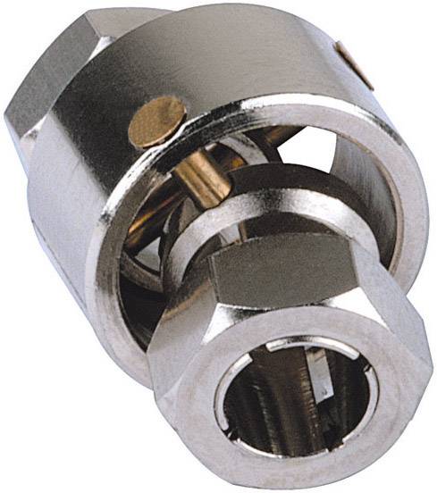 In figura è rappresentata una doppia manicotta metallica con bordi interni dentellati per collegare tubi o flessibili in una costruzione meccanica.