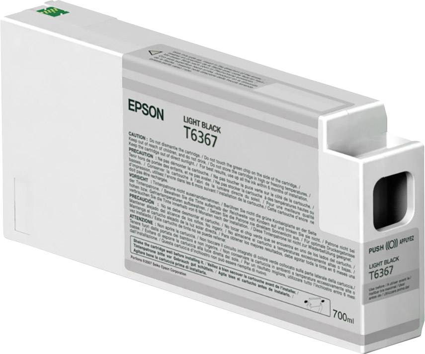 Una cartuccia d'inchiostro Epson T6367 nel colore Nero Chiaro, con una capacità di 700 ml.
