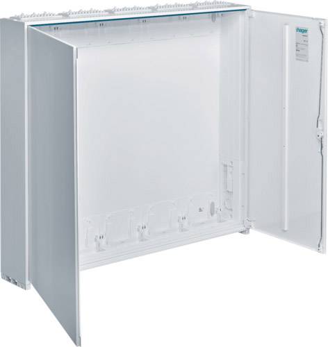 Armadio elettrico con porta aperta, mostra l'interno vuoto pronto per l'installazione di componenti elettrici.