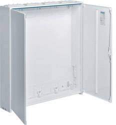 Armadio elettrico bianco aperto con interno vuoto, idoneo per l'installazione di dispositivi elettrici e cablaggi.