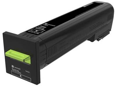 Cartuccia del toner con involucro nero. È adatta per una stampante laser e mostra il logo Lexmark sul lato anteriore.