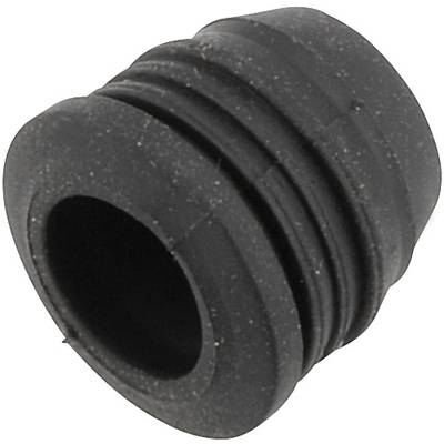 Guarnizione in gomma nero-grigia con multiple scanalature, utilizzata per la tenuta in sistemi meccanici o idraulici.