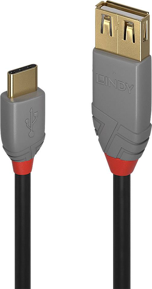 Lindy 36897 cavo USB USB 2.0 0,15 m USB A USB C Nero, Grigio (0.15M USB 2.0 TYPE - C TO A ADAPTER CABLE ANTHRA LINE)