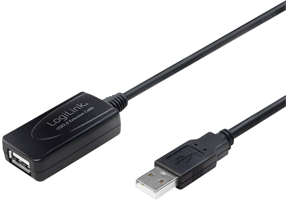 Cavo di prolunga USB nero con connettore USB tipo A sul lato destro e porta USB sul lato sinistro.
