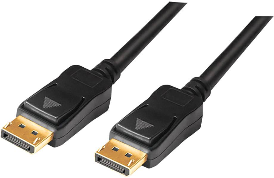 Due cavi DisplayPort neri con connettori dorati che trasferiscono dati tra computer e monitor.