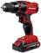 Un cacciavite/trapano a batteria senza fili rosso della marca 'Einhell'. Ha una batteria agli ioni di litio da 18V.