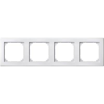 Cornice quadrupla per interruttori, rettangolare, bianca, senza inserti per interruttori. Adatta per l'installazione di interruttori o prese elettriche.