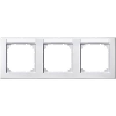 Cornice tripla bianca per interruttori o prese elettriche, senza interruttori inseriti, design essenziale.