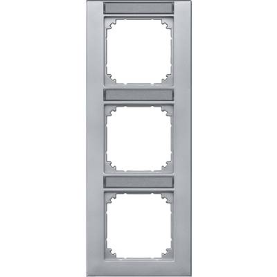 Cornice tripla in argento per interruttori elettrici o prese, vuota, disposizione verticale.