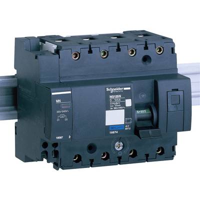 Un interruttore automatico nero di Schneider Electric montato su guida DIN, idoneo per 230/240V, 32A.