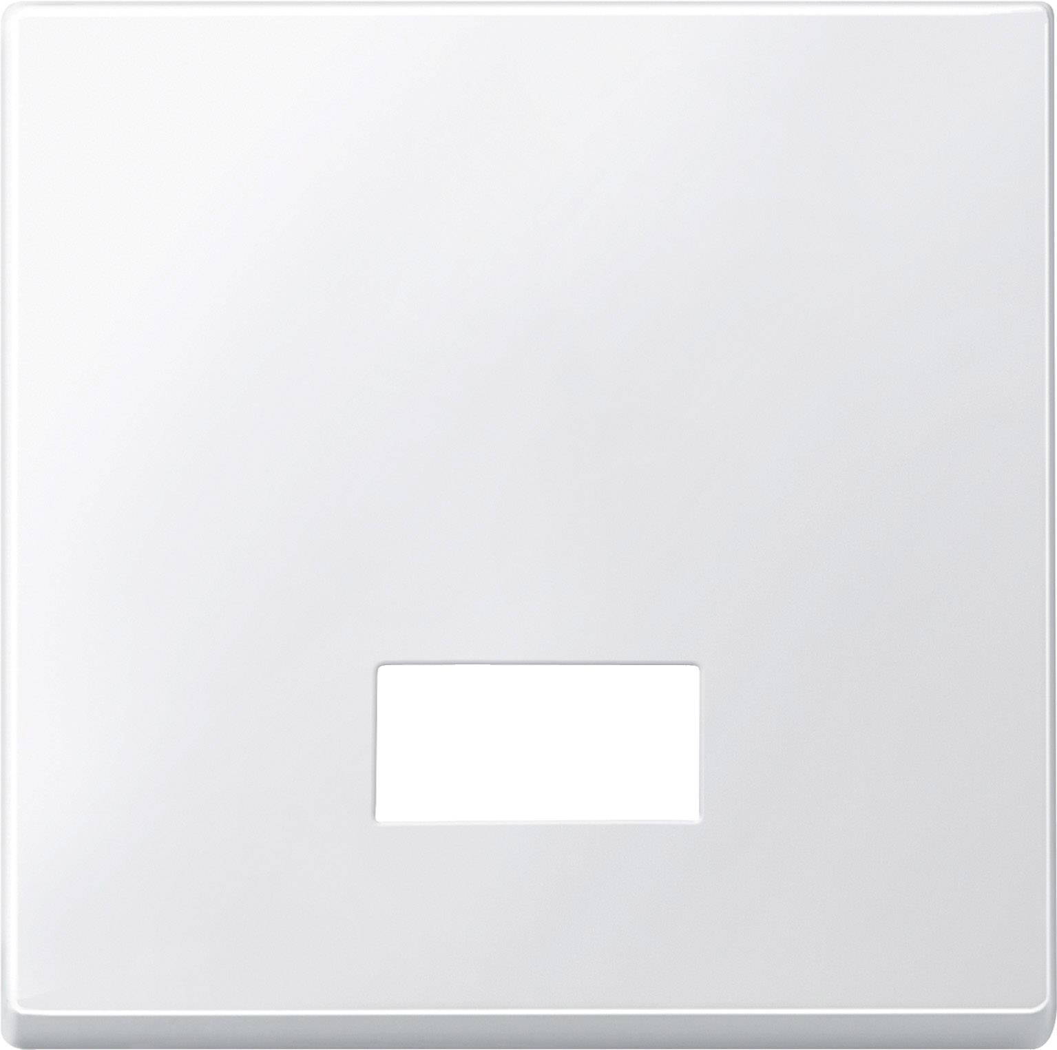 Coperchio quadrato bianco in plastica con foro rettangolare centrale. Adatto per interruttori della luce o prese elettriche.