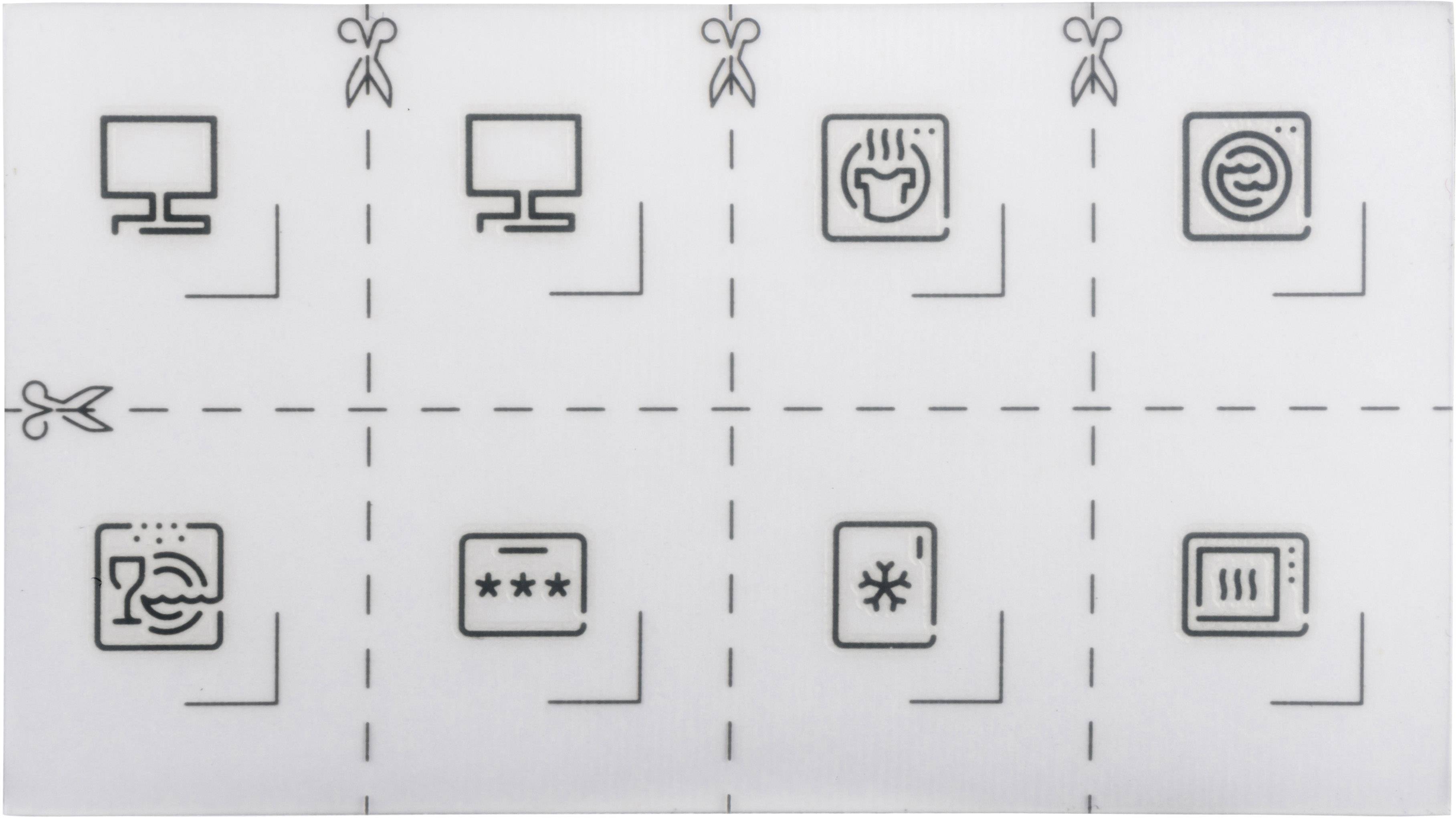 Un'immagine mostra un modello per la raccolta di punti fedeltà. Sono visibili simboli di un computer, una mano con denaro, un rubinetto, un piatto, un forno, un frigorifero e un microonde.