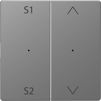 Due tasti grigi con etichette 'S1' e 'S2'. 'S1' ha un punto al centro, 'S2' ha un simbolo di freccia rivolta verso l'alto.