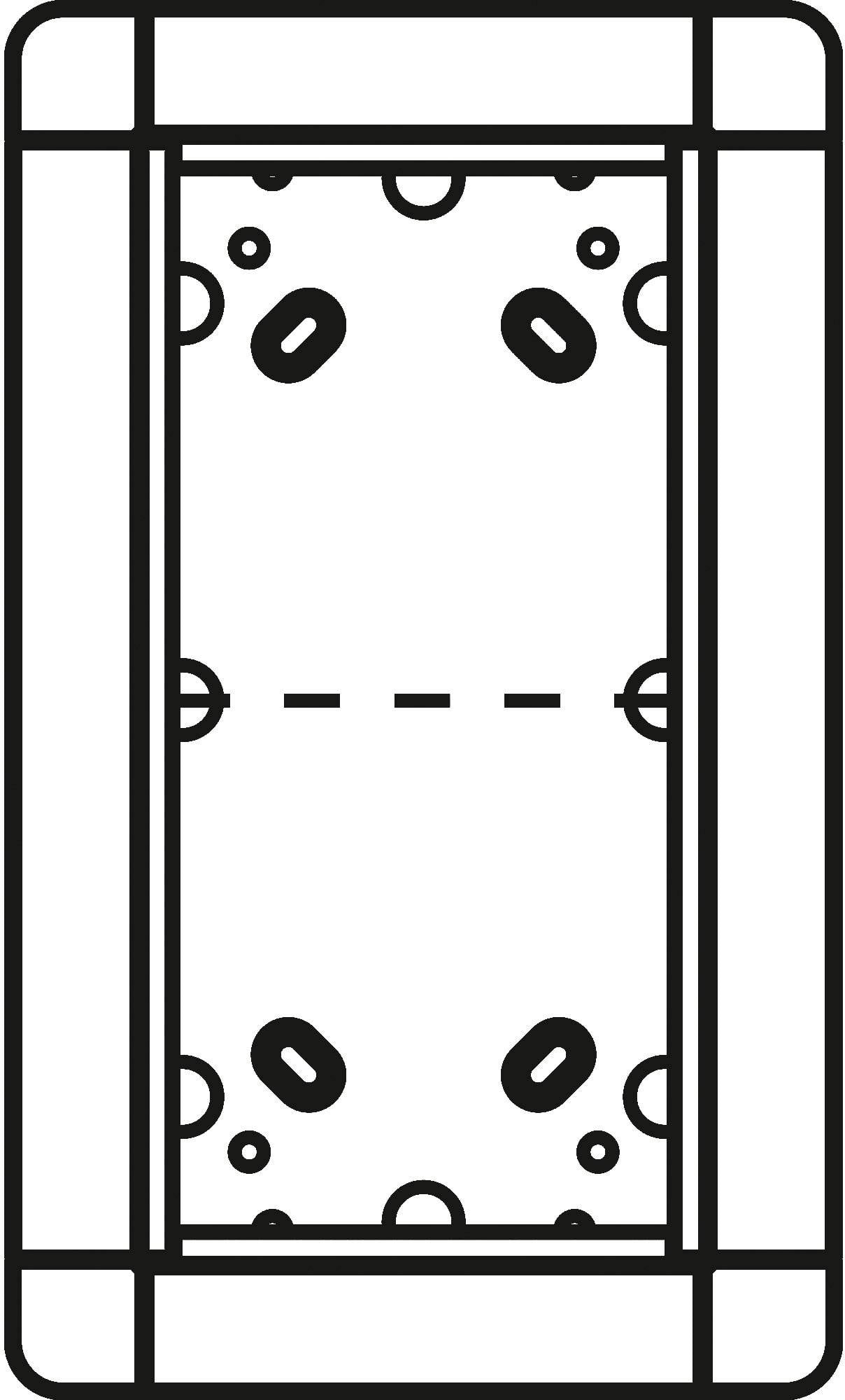 Schema di un tavolo da air hockey con marcature del campo di gioco e postazioni del disco su entrambi i lati.