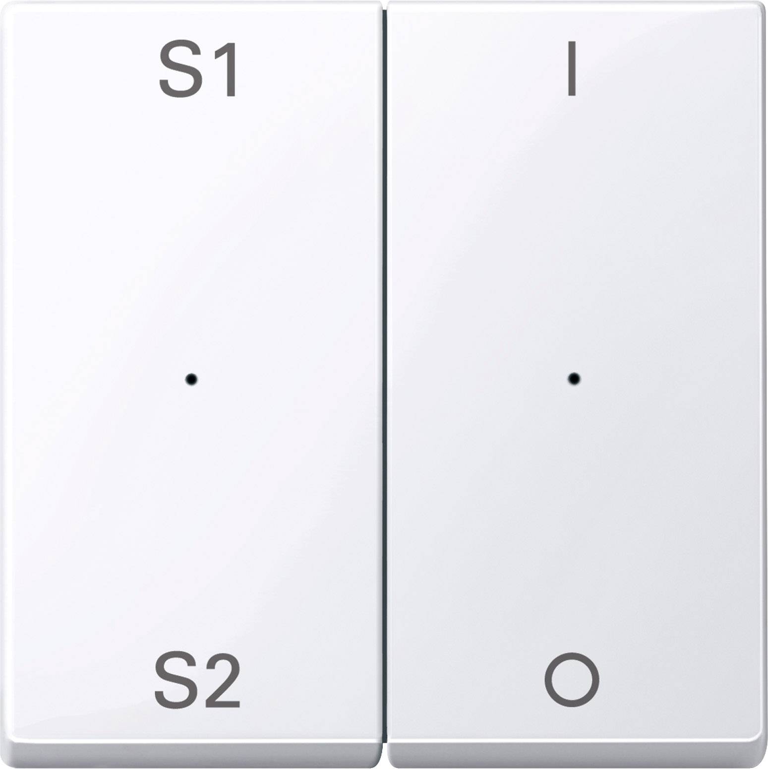 Interruttori a parete bianchi con le etichette 'S1', 'S2', 'I' e 'O'.