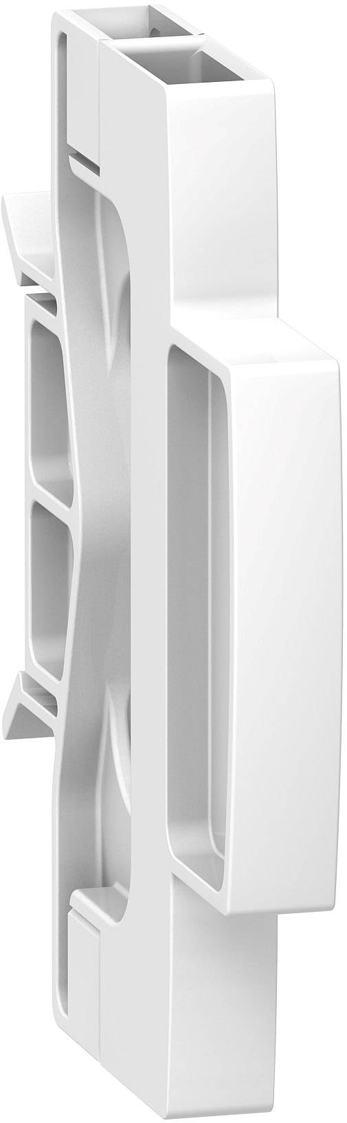 Un componente in plastica bianco, verticale, con una struttura superficiale a scanalature. Potrebbe essere parte di un dispositivo tecnico.