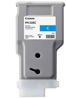 Cartuccia d'inchiostro Canon grigia PFI-320C con etichetta blu C. Capacità 300 ml.