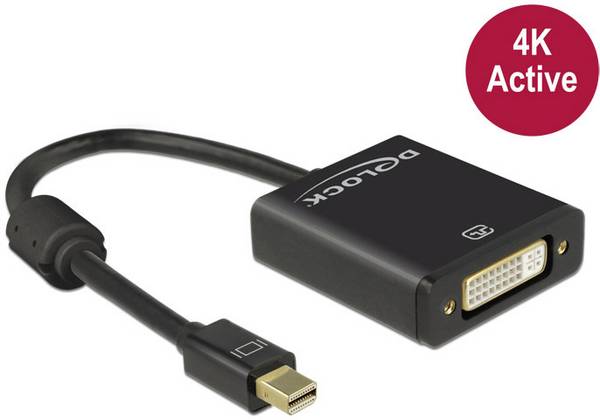 Delock Mini-DisplayPort / DVI Cavo adattatore Spina Mini DisplayPort , Presa DVI-I 24+5pol. 0.20 m Nero 62603 contatti connettore dorati Cavo Displayport