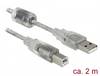 Delock Cavo USB USB 2.0 Spina USB-A, Spina USB-B 2.00 m Trasparente con nucleo in ferrite 83894